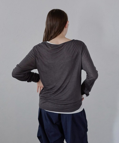 tシャツ 「MINERTE」long sleeve sheer tops / ネップシアートップス レディース セール】【MINERTE】long sleeve sheer tops / ネップシアー