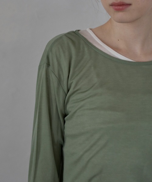 セール】【MINERTE】long sleeve sheer tops / ネップシアー