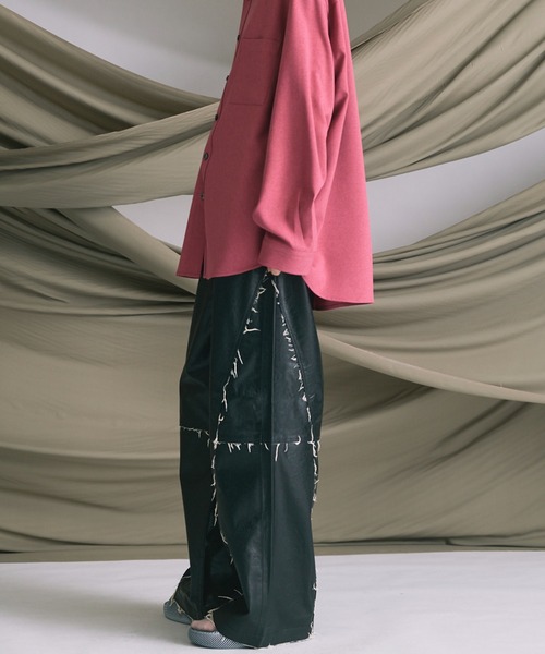 新品未使用　メゾンスペシャル　ギャザーカーブスウィッチングワイドパンツ UNISEX》Artificial Leather Wide Pants/アーティフィシャルレザー