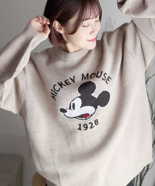 Disney(ディズニー)の「Disney(ディズニー)キャラクタージャガード編みニットセーター レディース メンズ/長袖プルオーバー(ニット/セーター・レディース・ワインレッド/グリーン/ホワイト系その他/マスタード/ベージュ/ブルー系その他/ブラック/ブルー・M/L)」の4枚目の写真