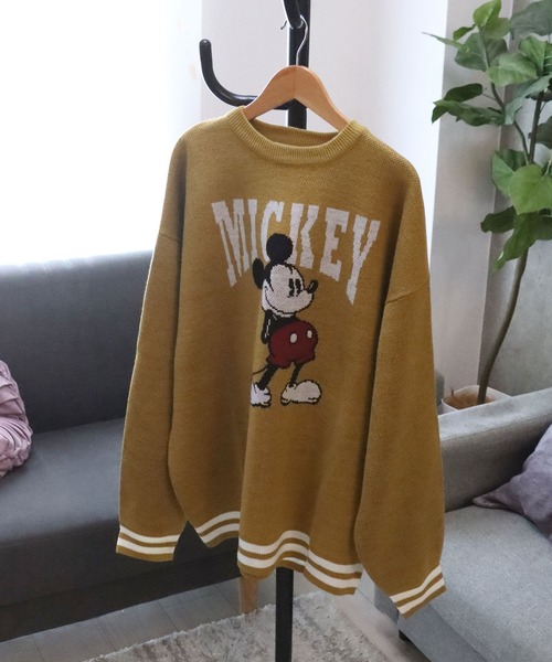 Disney(ディズニー)の「Disney(ディズニー)キャラクタージャガード編みニットセーター レディース メンズ/長袖プルオーバー(ニット/セーター・レディース・ワインレッド/グリーン/ホワイト系その他/マスタード/ベージュ/ブルー系その他/ブラック/ブルー・M/L)」の7枚目の写真