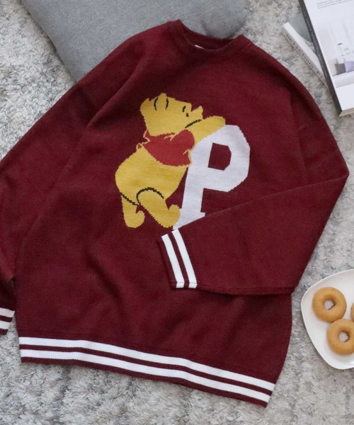 Disney(ディズニー)の「Disney(ディズニー)キャラクタージャガード編みニットセーター レディース メンズ/長袖プルオーバー(ニット/セーター・レディース・ワインレッド/グリーン/ホワイト系その他/マスタード/ベージュ/ブルー系その他/ブラック/ブルー・M/L)」の8枚目の写真