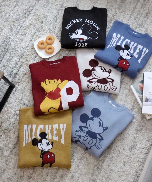 Disney(ディズニー)の「Disney(ディズニー)キャラクタージャガード編みニットセーター レディース メンズ/長袖プルオーバー(ニット/セーター・レディース・ワインレッド/グリーン/ホワイト系その他/マスタード/ベージュ/ブルー系その他/ブラック/ブルー・M/L)」の16枚目の写真