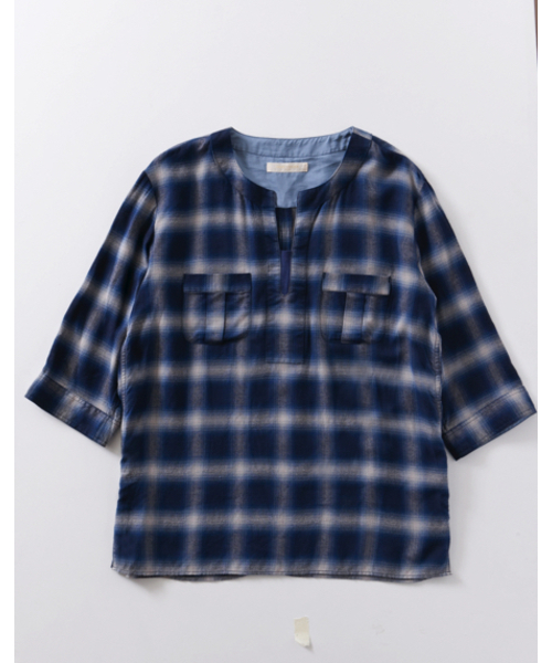 ONES STROKE(ワンズストローク)の「3/4 Sleeve Shirt(シャツ/ブラウス・メンズ・ブラック/ブルー・LARGE/MEDIUM)」の4枚目の写真