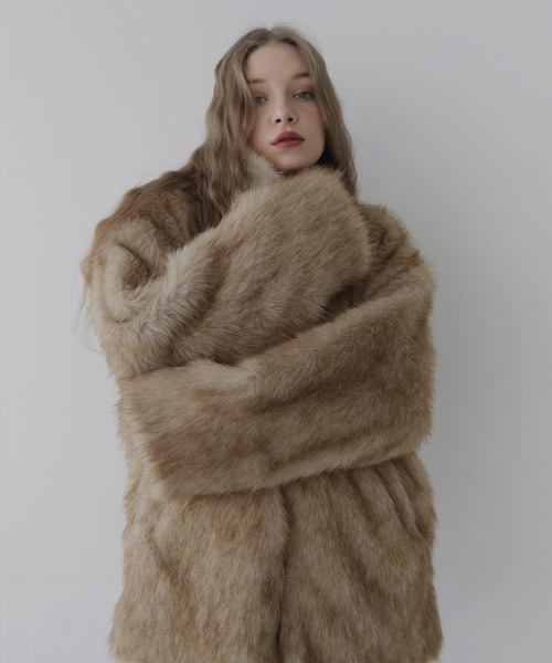 セール】フェイクファーオーバーサイズダブルジップジャケット