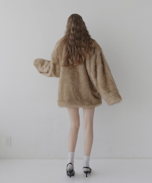 フェイクファーオーバーサイズダブルジップジャケット（ブルゾン