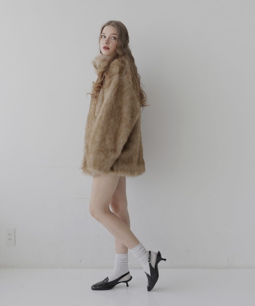 セール】フェイクファーオーバーサイズダブルジップジャケット