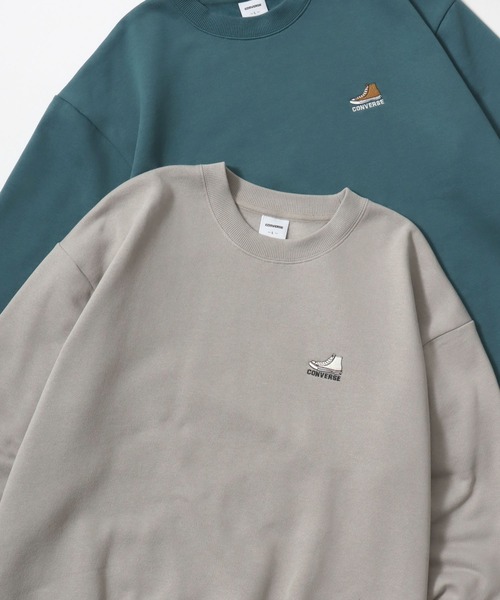 CONVERSE（コンバース）の「CONVERSE/コンバース 別注 オーバーサイズ 裏起毛 オールスター スニーカー ロゴ ワンポイント刺繍 スウェット トレーナー/レディース メンズ（スウェット・レディース・グリーン系その他/ブラック系その他2/グレイッシュベージュ/グレイッシュブルー/ホワイト系その他2/グレー系その他2/アッシュグレー/ブラック/オフホワイト/ブラック系その他/ホワイト系その他/グレー系その他/ベージュ系その他/グレー系その他3/ブラック系その他3/グリーン系その他2・LL/L/M）」の13枚目の写真