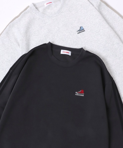 CONVERSE（コンバース）の「CONVERSE/コンバース 別注 オーバーサイズ 裏起毛 オールスター スニーカー ロゴ ワンポイント刺繍 スウェット トレーナー/レディース メンズ（スウェット・レディース・グリーン系その他/ブラック系その他2/グレイッシュベージュ/グレイッシュブルー/ホワイト系その他2/グレー系その他2/アッシュグレー/ブラック/オフホワイト/ブラック系その他/ホワイト系その他/グレー系その他/ベージュ系その他/グレー系その他3/ブラック系その他3/グリーン系その他2・LL/L/M）」の8枚目の写真