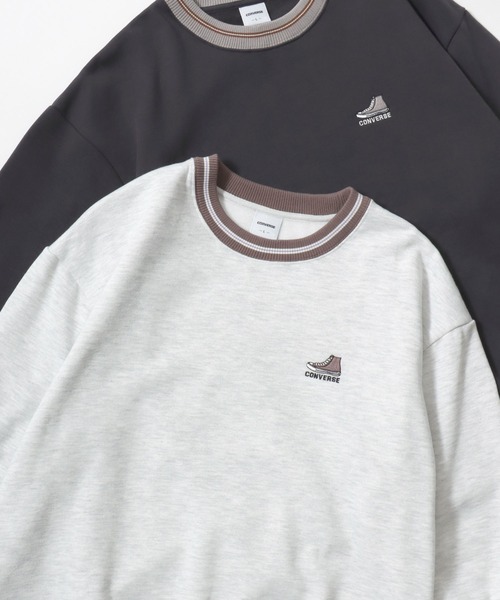 CONVERSE（コンバース）の「CONVERSE/コンバース 別注 オーバーサイズ 裏起毛 オールスター スニーカー ロゴ ワンポイント刺繍 スウェット トレーナー/レディース メンズ（スウェット・レディース・グリーン系その他/ブラック系その他2/グレイッシュベージュ/グレイッシュブルー/ホワイト系その他2/グレー系その他2/アッシュグレー/ブラック/オフホワイト/ブラック系その他/ホワイト系その他/グレー系その他/ベージュ系その他/グレー系その他3/ブラック系その他3/グリーン系その他2・LL/L/M）」の10枚目の写真