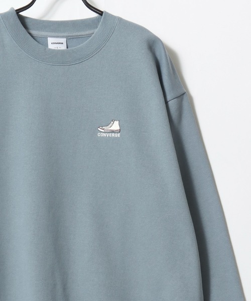 CONVERSE（コンバース）の「CONVERSE/コンバース 別注 オーバーサイズ 裏起毛 オールスター スニーカー ロゴ ワンポイント刺繍 スウェット トレーナー/レディース メンズ（スウェット・レディース・グリーン系その他/ブラック系その他2/グレイッシュベージュ/グレイッシュブルー/ホワイト系その他2/グレー系その他2/アッシュグレー/ブラック/オフホワイト/ブラック系その他/ホワイト系その他/グレー系その他/ベージュ系その他/グレー系その他3/ブラック系その他3/グリーン系その他2・LL/L/M）」の22枚目の写真