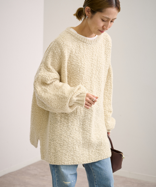 FRAMeWORK（フレームワーク）の「ウールスラブニットポンチョ（ニット/セーター・レディース・ベージュ/アイボリー・FREE）」の2枚目の写真