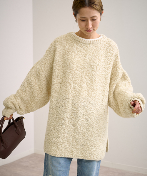 FRAMeWORK（フレームワーク）の「ウールスラブニットポンチョ（ニット/セーター・レディース・ベージュ/アイボリー・FREE）」の11枚目の写真