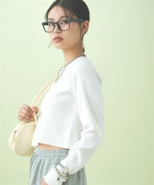 TTOL(トール)の「クロップドニットトップス(ニット/セーター・レディース・アイボリー/ブラック・M-L/L-XL)」の18枚目の写真