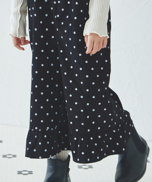 pairmanon（ペアマノン）の「裾フリル ワイドシルエット サロペット（サロペット/オーバーオール・キッズ・グレー系その他/レッド系その他/ドット・90/110/120/130/140/150/100）」の5枚目の写真