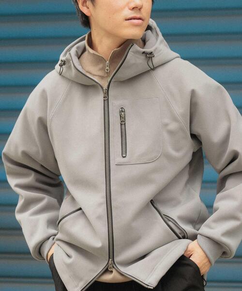 ITEMS URBANRESEARCH（アイテムズ アーバンリサーチ）の「WINDPROOF 裏フリースWzip ボンディングパーカー（パーカー・メンズ・カーキ/ブラック/グレー・MEDIUM/LARGE）」の3枚目の写真
