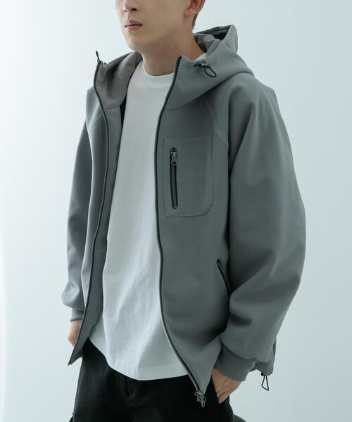 ITEMS URBANRESEARCH（アイテムズ アーバンリサーチ）の「WINDPROOF 裏フリースWzip ボンディングパーカー（パーカー・メンズ・カーキ/ブラック/グレー・MEDIUM/LARGE）」の6枚目の写真