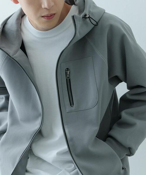 ITEMS URBANRESEARCH（アイテムズ アーバンリサーチ）の「WINDPROOF 裏フリースWzip ボンディングパーカー（パーカー・メンズ・カーキ/ブラック/グレー・MEDIUM/LARGE）」の7枚目の写真