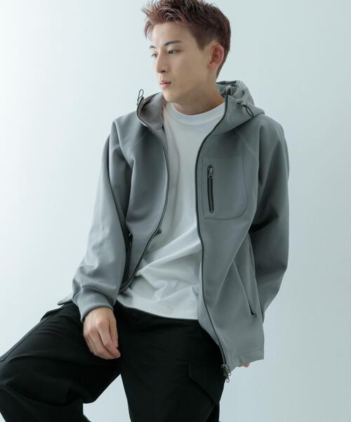 ITEMS URBANRESEARCH（アイテムズ アーバンリサーチ）の「WINDPROOF 裏フリースWzip ボンディングパーカー（パーカー・メンズ・カーキ/ブラック/グレー・MEDIUM/LARGE）」の8枚目の写真