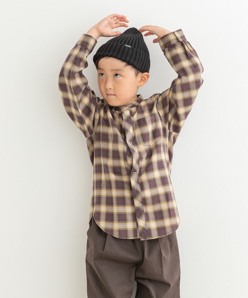 URBAN RESEARCH DOORS(アーバンリサーチドアーズ)の「『親子リンク』バンドカラーチェックシャツ(KIDS)(Tシャツ/カットソー・キッズ・ブラウン系その他/ブラック系その他・105/120/135)」の22枚目の写真