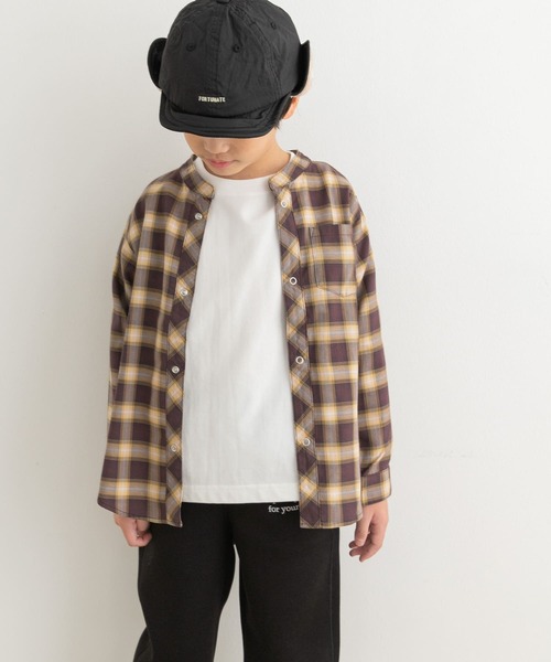 URBAN RESEARCH DOORS(アーバンリサーチドアーズ)の「『親子リンク』バンドカラーチェックシャツ(KIDS)(Tシャツ/カットソー・キッズ・ブラウン系その他/ブラック系その他・105/120/135)」の9枚目の写真