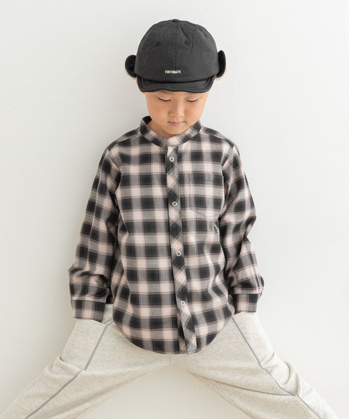 URBAN RESEARCH DOORS(アーバンリサーチドアーズ)の「『親子リンク』バンドカラーチェックシャツ(KIDS)(Tシャツ/カットソー・キッズ・ブラウン系その他/ブラック系その他・105/120/135)」の15枚目の写真