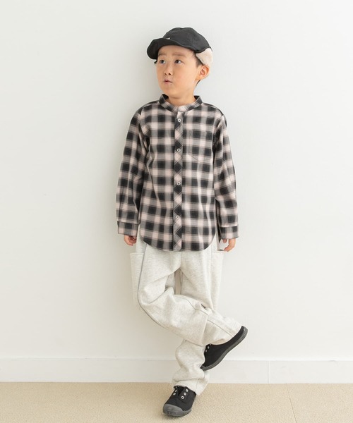 URBAN RESEARCH DOORS(アーバンリサーチドアーズ)の「『親子リンク』バンドカラーチェックシャツ(KIDS)(Tシャツ/カットソー・キッズ・ブラウン系その他/ブラック系その他・105/120/135)」の19枚目の写真