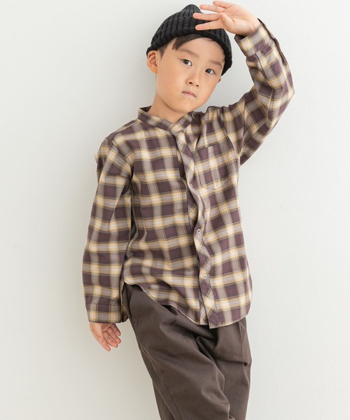 URBAN RESEARCH DOORS(アーバンリサーチドアーズ)の「『親子リンク』バンドカラーチェックシャツ(KIDS)(Tシャツ/カットソー・キッズ・ブラウン系その他/ブラック系その他・105/120/135)」の3枚目の写真