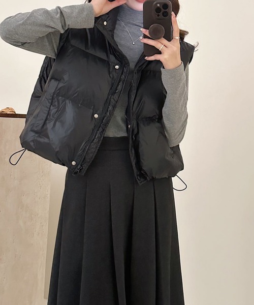 aimoha(アイモハ)の「【Aimoha】 スタンドネックダウンベスト (AW)(ダウンジャケット/コート・レディース・グレー/ブラック/チョコ/ホワイト・FREE)」の5枚目の写真