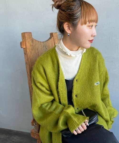 タウンクラフト Towncraft モヘア カーディガン ポケット付 M 緑 60s