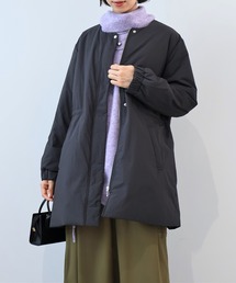 【L~5L 大きいサイズ】ノーカラーライト中綿コート