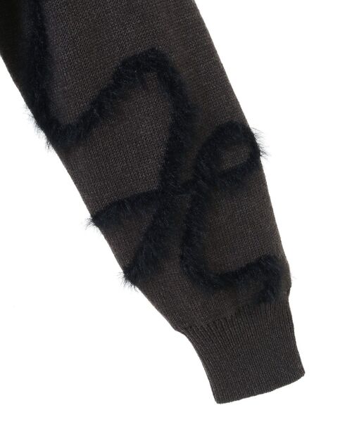 YECCA VECCA（イェッカヴェッカ）の「フェザーアートラインニット（ニット/セーター・レディース・ライトグレー/ネイビー/チャコールグレー・FREE）」の8枚目の写真