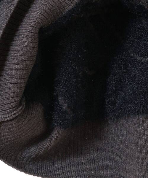 YECCA VECCA（イェッカヴェッカ）の「フェザーアートラインニット（ニット/セーター・レディース・ライトグレー/ネイビー/チャコールグレー・FREE）」の7枚目の写真