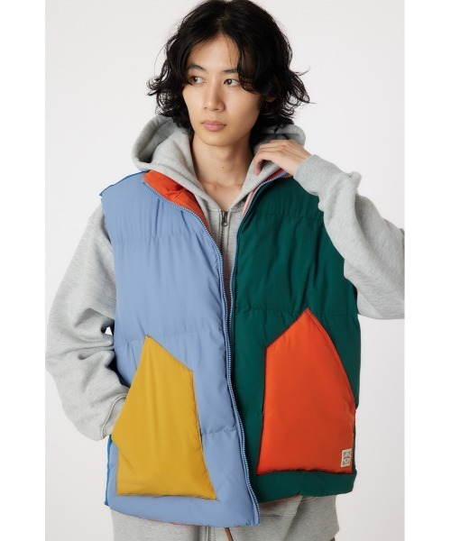 RODEO CROWNS WIDE BOWL（ロデオクラウンズワイドボウル）の「stand-neck パディングベスト（ベスト・メンズ・オレンジ/マルチ/ブラック・MEDIUM/LARGE）」の3枚目の写真