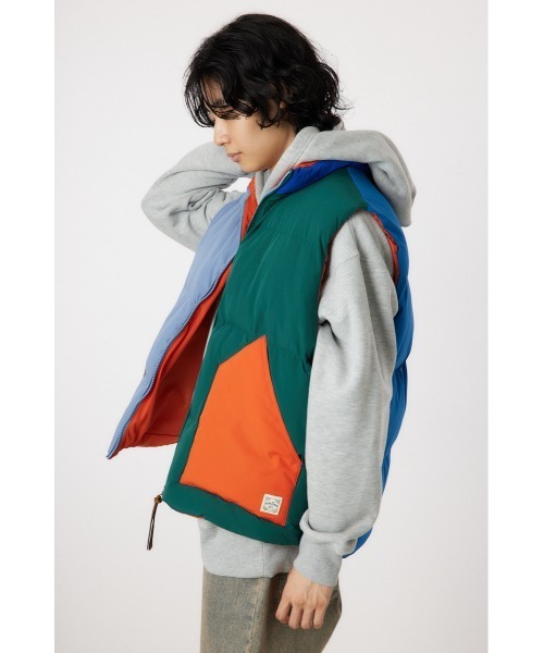 RODEO CROWNS WIDE BOWL（ロデオクラウンズワイドボウル）の「stand-neck パディングベスト（ベスト・メンズ・オレンジ/マルチ/ブラック・MEDIUM/LARGE）」の5枚目の写真