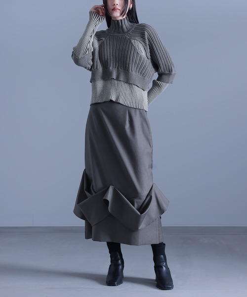 kOhAKU（コハク）の「『フェイクレイヤードリブニット』（ニット/セーター・レディース・ブルーグリーン/グレー・1/2）」の17枚目の写真