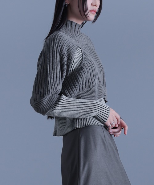 kOhAKU（コハク）の「『フェイクレイヤードリブニット』（ニット/セーター・レディース・ブルーグリーン/グレー・1/2）」の18枚目の写真