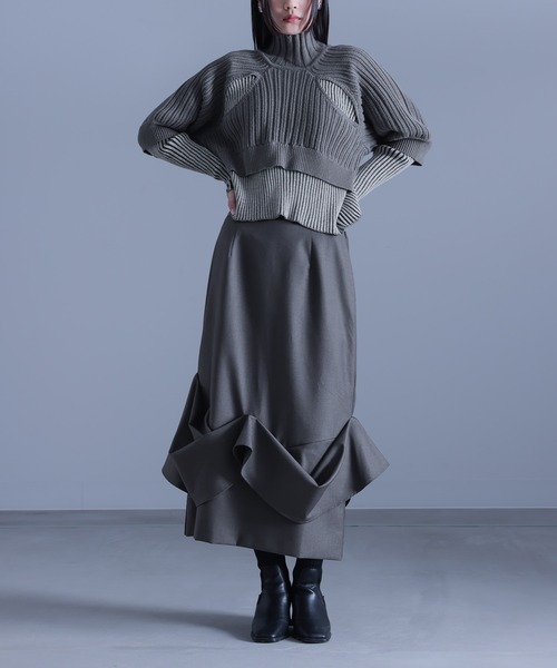 kOhAKU（コハク）の「『フェイクレイヤードリブニット』（ニット/セーター・レディース・ブルーグリーン/グレー・1/2）」の16枚目の写真