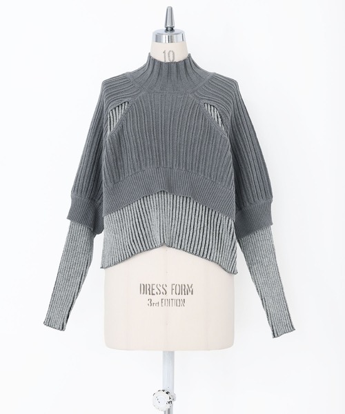 kOhAKU（コハク）の「『フェイクレイヤードリブニット』（ニット/セーター・レディース・ブルーグリーン/グレー・1/2）」の13枚目の写真