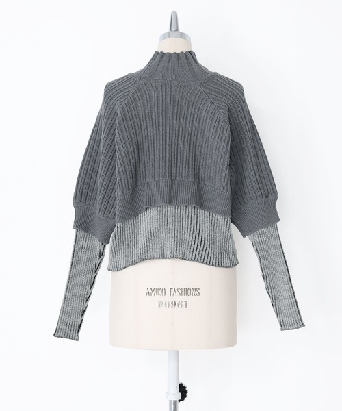 kOhAKU（コハク）の「『フェイクレイヤードリブニット』（ニット/セーター・レディース・ブルーグリーン/グレー・1/2）」の11枚目の写真