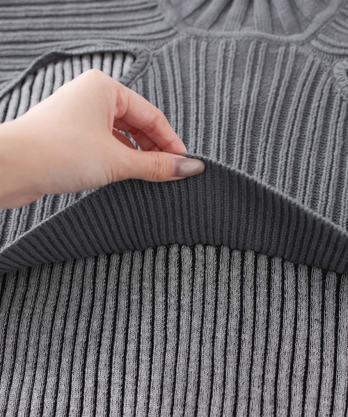 kOhAKU（コハク）の「『フェイクレイヤードリブニット』（ニット/セーター・レディース・ブルーグリーン/グレー・1/2）」の10枚目の写真
