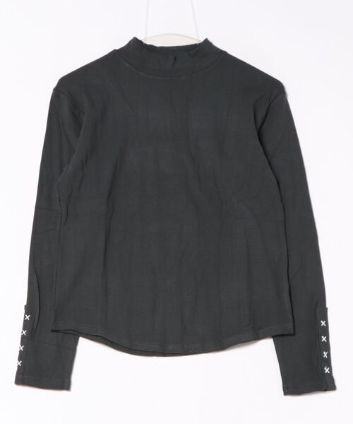 aimoha(アイモハ)の「ステッチスリーブハイネックトップス(Tシャツ/カットソー・レディース・ホワイト/ワインレッド/ブラック/チョコ/カーキ/グレー・FREE)」の12枚目の写真