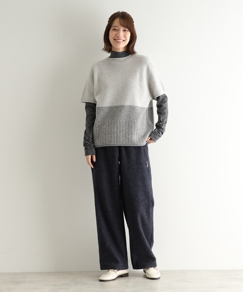 LAURA ASHLEY(ローラアシュレイ)の「【ウール混】チェスケーブル半袖ニット(ニット/セーター・レディース・ベージュ/グレー・38)」の6枚目の写真