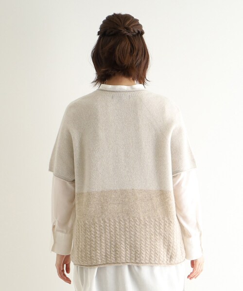 LAURA ASHLEY(ローラアシュレイ)の「【ウール混】チェスケーブル半袖ニット(ニット/セーター・レディース・ベージュ/グレー・38)」の14枚目の写真