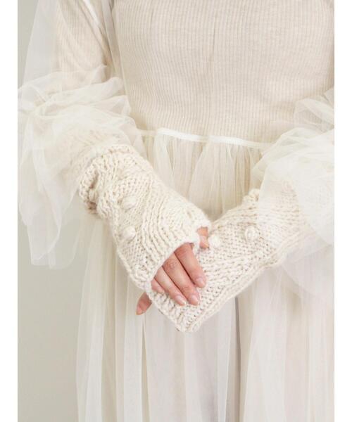 Samansa Mos2（サマンサ モスモス）の「ぽこぽこアームウォーマー（手袋・レディース・モカ/オフホワイト・F）」の2枚目の写真