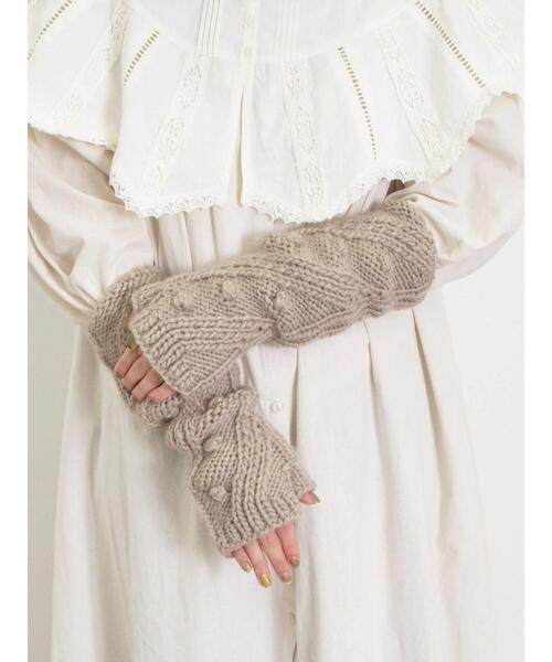 Samansa Mos2（サマンサ モスモス）の「ぽこぽこアームウォーマー（手袋・レディース・モカ/オフホワイト・F）」の3枚目の写真