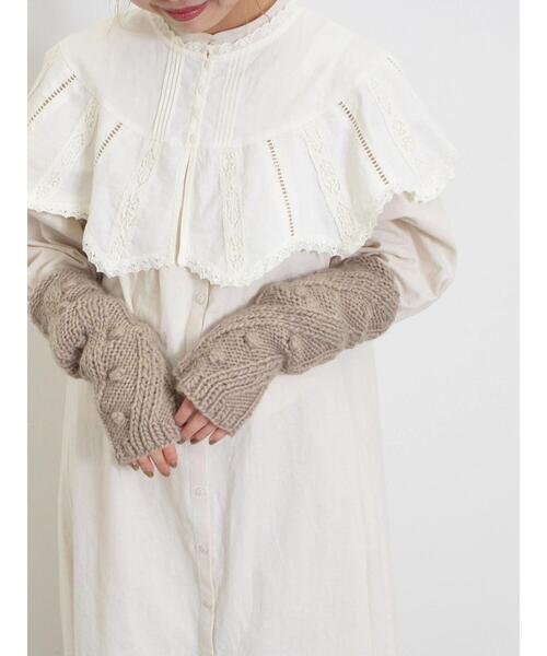 Samansa Mos2（サマンサ モスモス）の「ぽこぽこアームウォーマー（手袋・レディース・モカ/オフホワイト・F）」の4枚目の写真