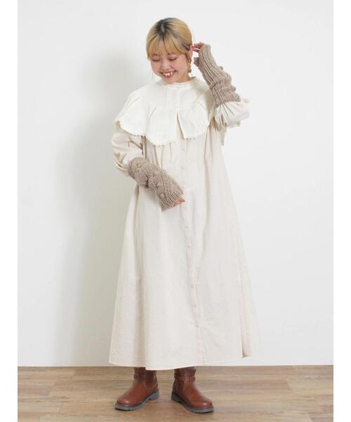 Samansa Mos2（サマンサ モスモス）の「ぽこぽこアームウォーマー（手袋・レディース・モカ/オフホワイト・F）」の5枚目の写真