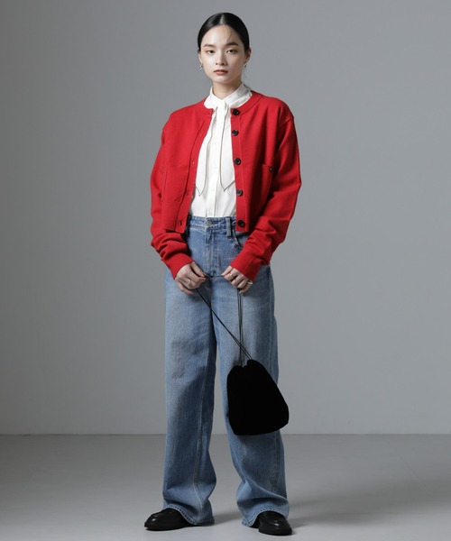 NANO universe（ナノユニバース）の「吸湿発熱マシンウォッシャブルニットカーディガン（ニット/セーター・レディース・アイボリー/レッド/ブラック・FREE）」の8枚目の写真