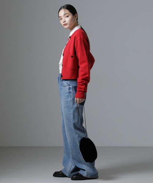 NANO universe（ナノユニバース）の「吸湿発熱マシンウォッシャブルニットカーディガン（ニット/セーター・レディース・アイボリー/レッド/ブラック・FREE）」の9枚目の写真